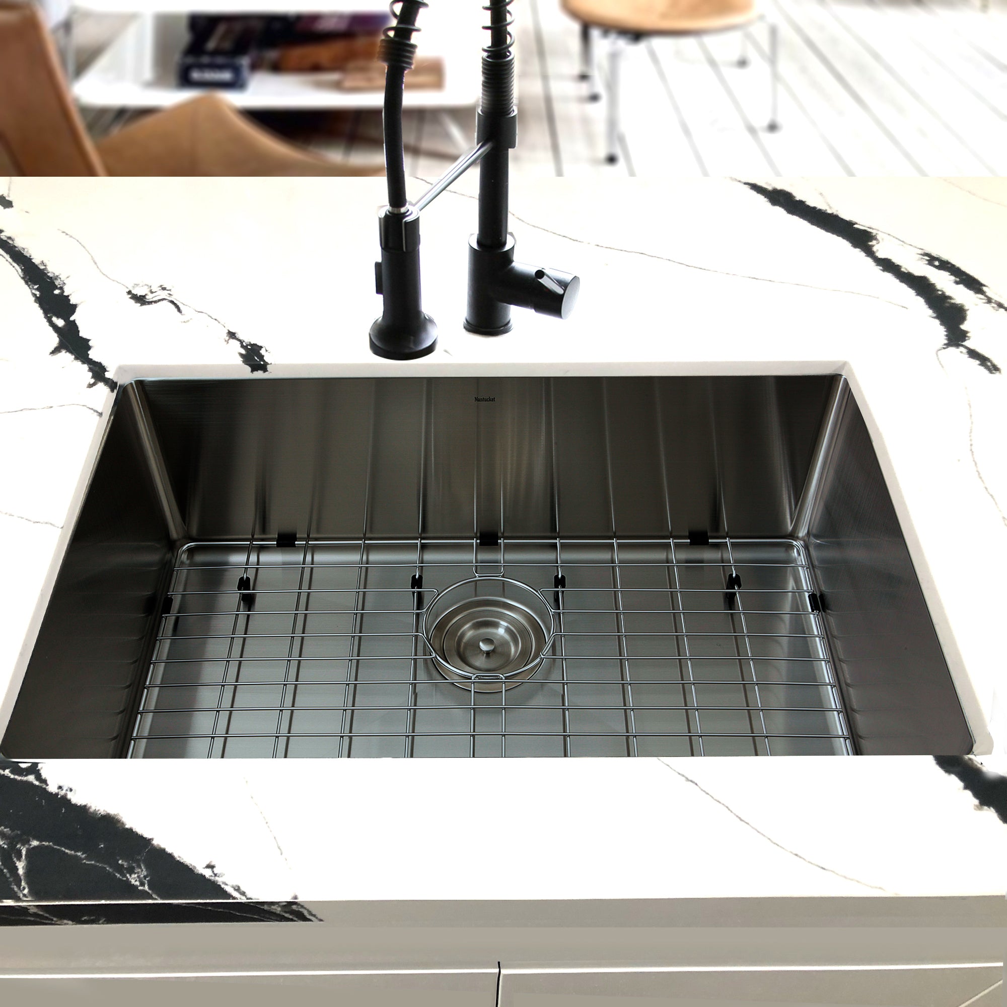 Nantucket Sinks SR3018 - Pro Series Rectangle Single Bowl Undermount Small Radius Corners Stainless Steel Kitchen Sink, 16 Gauge