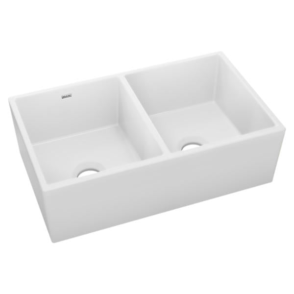 Elkay Fireclay 33" x 19-15/16" x 10-1/8", Equal Double Bowl Farmhouse Sink-DirectSinks