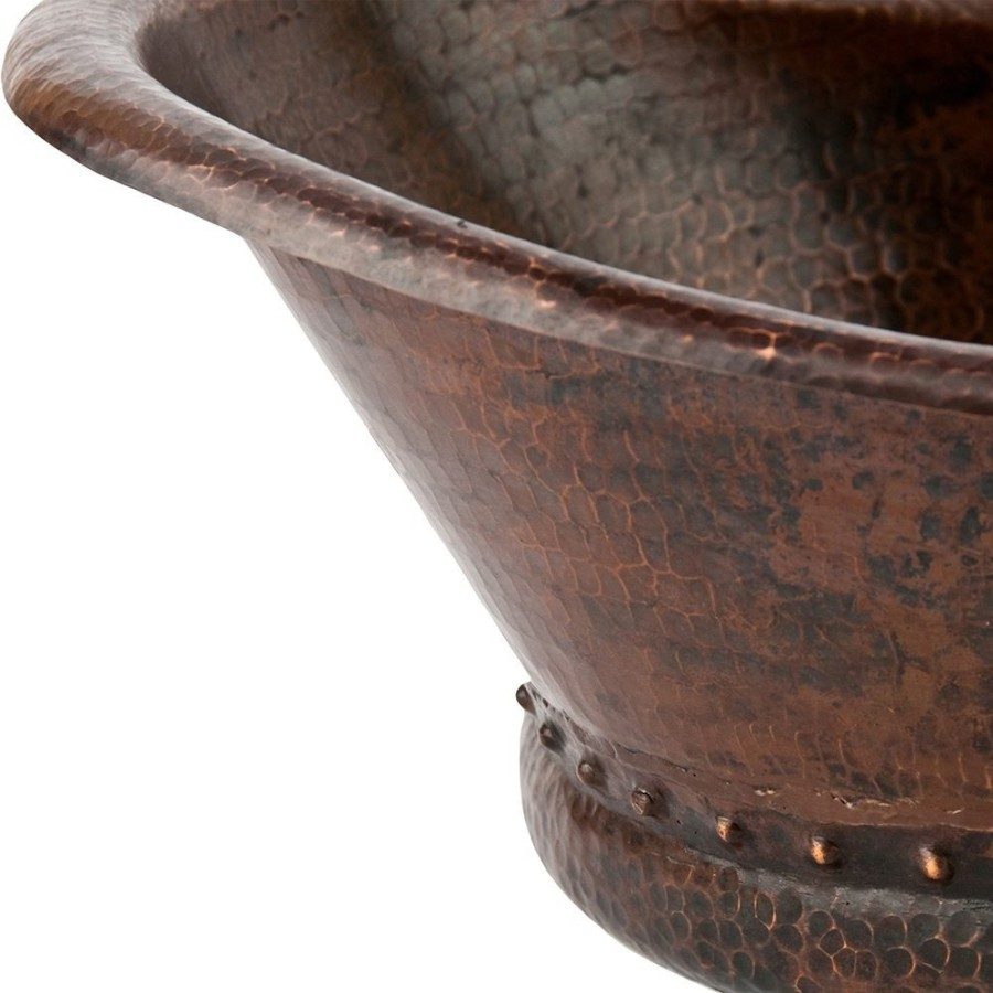 Premier Copper Products Bath Tub Vessel Hammered Copper Sink