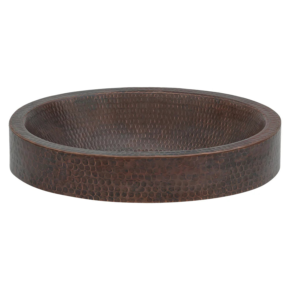17" Oval Dark Hammered Copper Recessed Bathroom Sink-DirectSinks