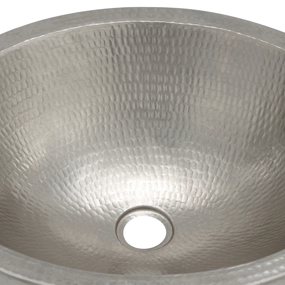 Premier Copper Products Oval Skirted Vessel Hammered Copper Sink in Nickel-DirectSinks