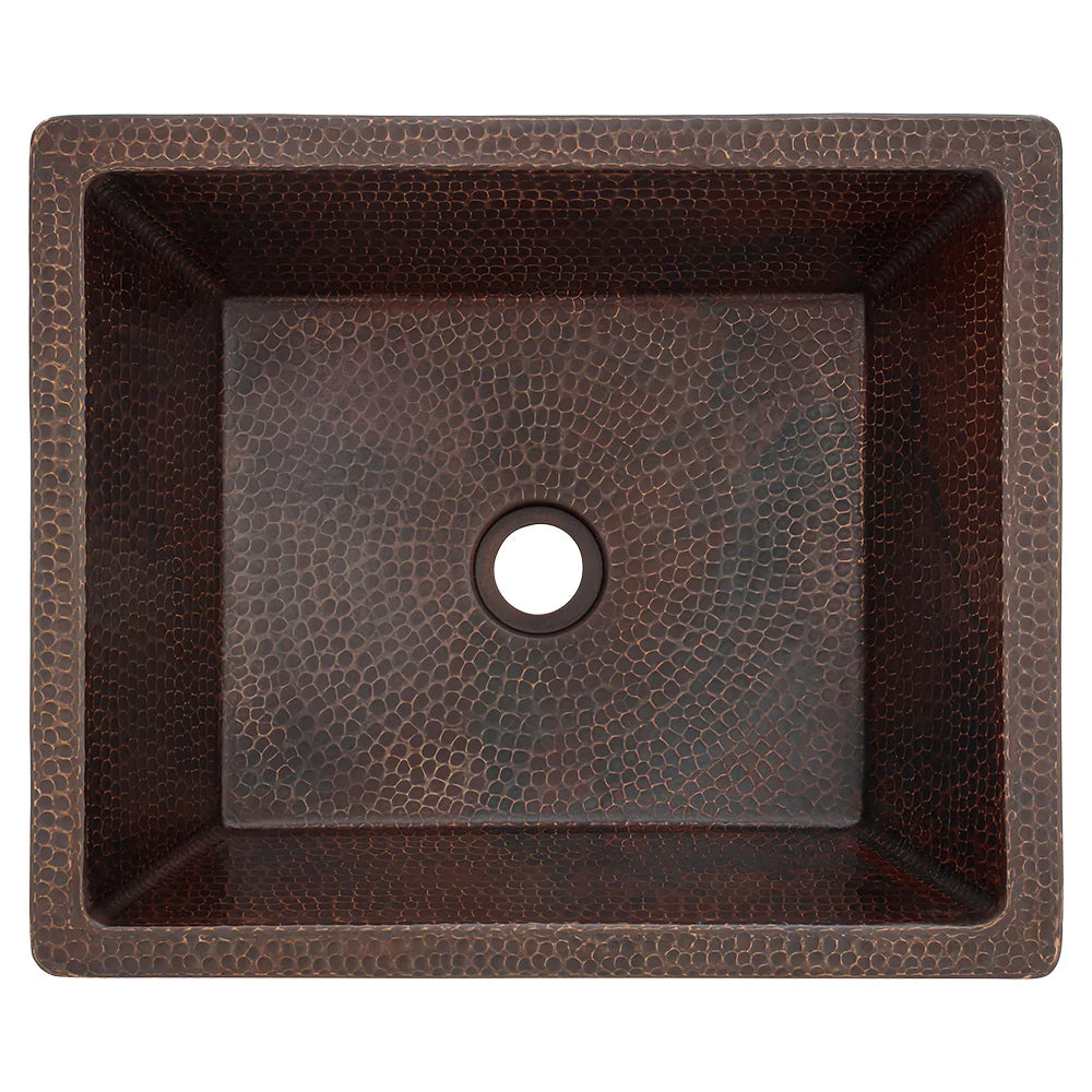 Premier Copper Products 19" Rectangle Skirted Vessel Hammered Copper Sink