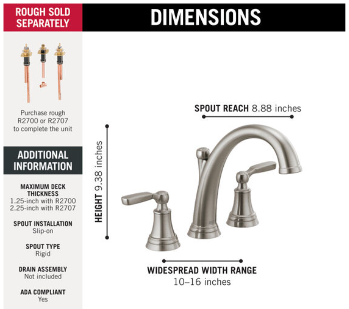 Delta Woodhurst Two Handle Roman Tub Faucet