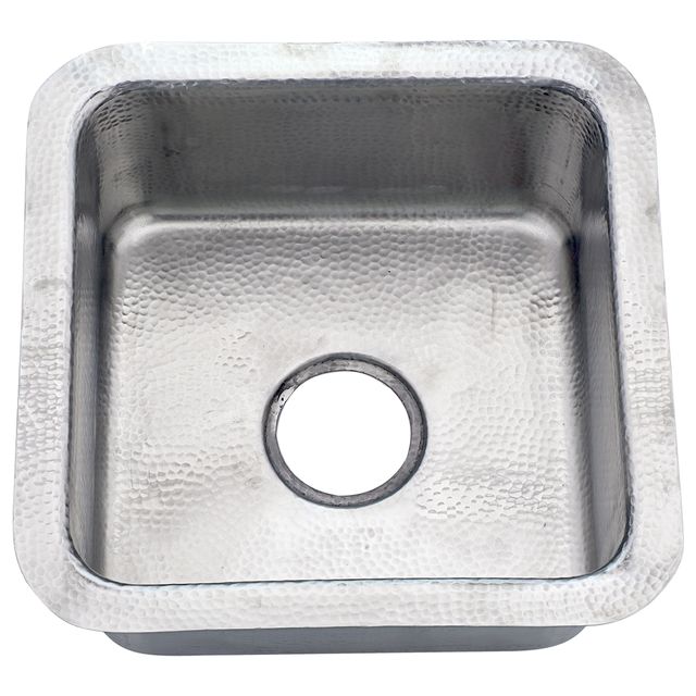 Nantucket Sinks 16 1/2" Square Hammered Satin Matte Finish Stainless Bar Sink