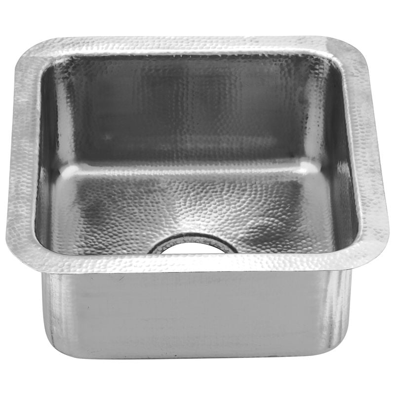 Nantucket Sinks 16 1/2" Square Hammered Satin Matte Finish Stainless Bar Sink