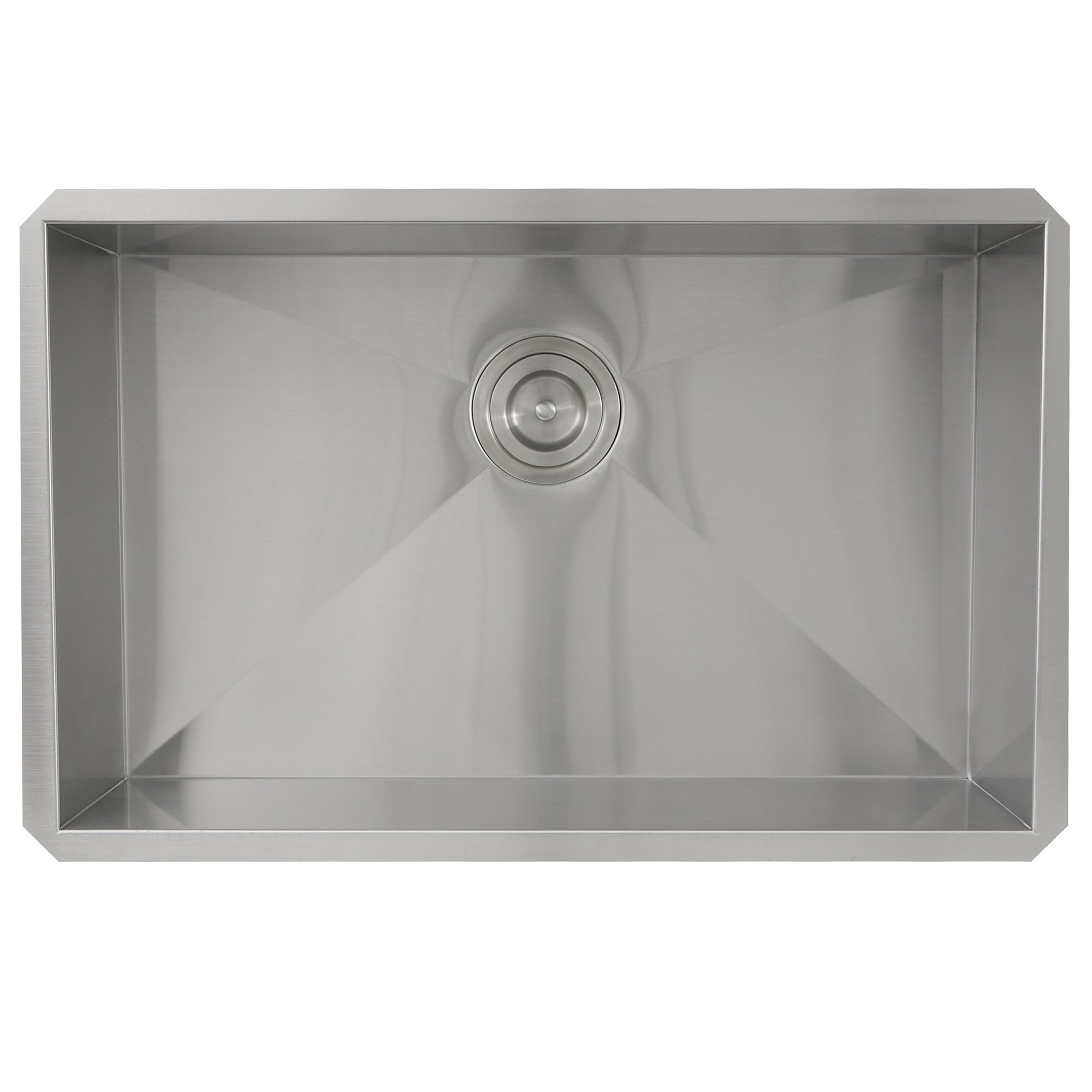 Nantucket Sinks ZR2818-8-16 - 28" Pro Series Rectangle Single Bowl Undermount Zero Radius Stainless Steel Kitchen Sink, 8" Deep