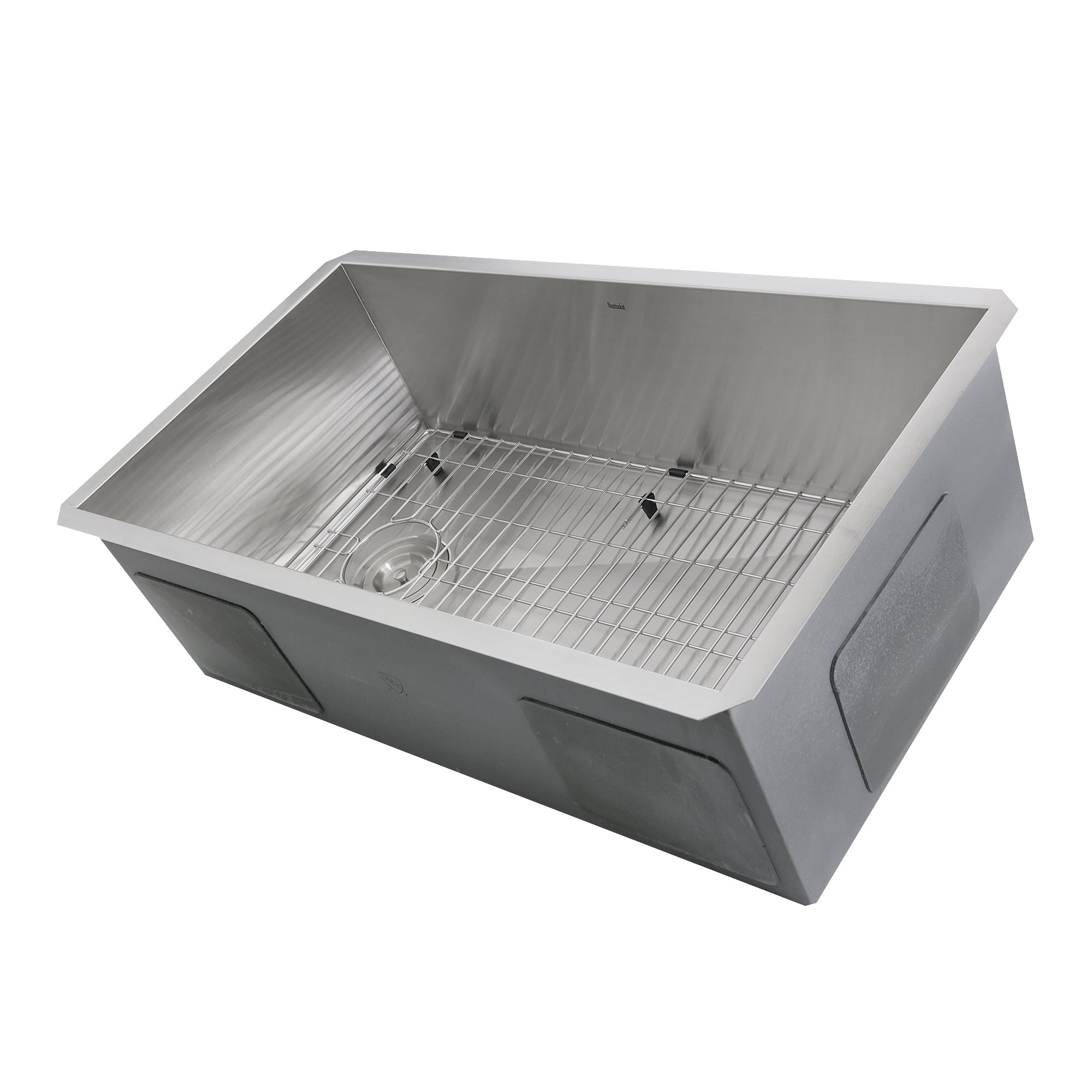 Nantucket Sinks ZR3218-OSD - 32" Pro Series Large Rectangle Single Bowl Undermount Small Radius Stainless Steel Kitchen Sink, Offset Drain