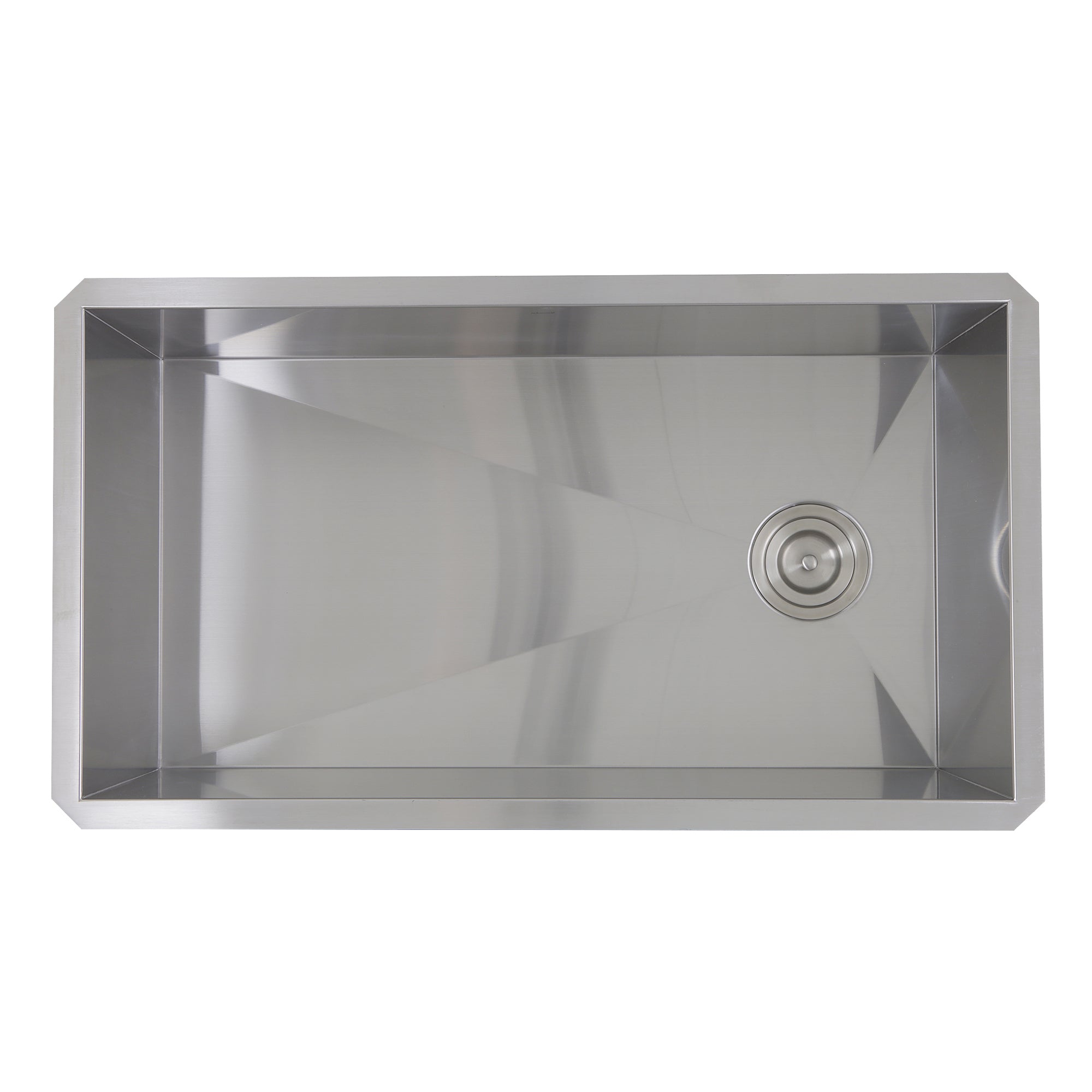 Nantucket Sinks ZR3218-OSD - 32" Pro Series Large Rectangle Single Bowl Undermount Small Radius Stainless Steel Kitchen Sink, Offset Drain