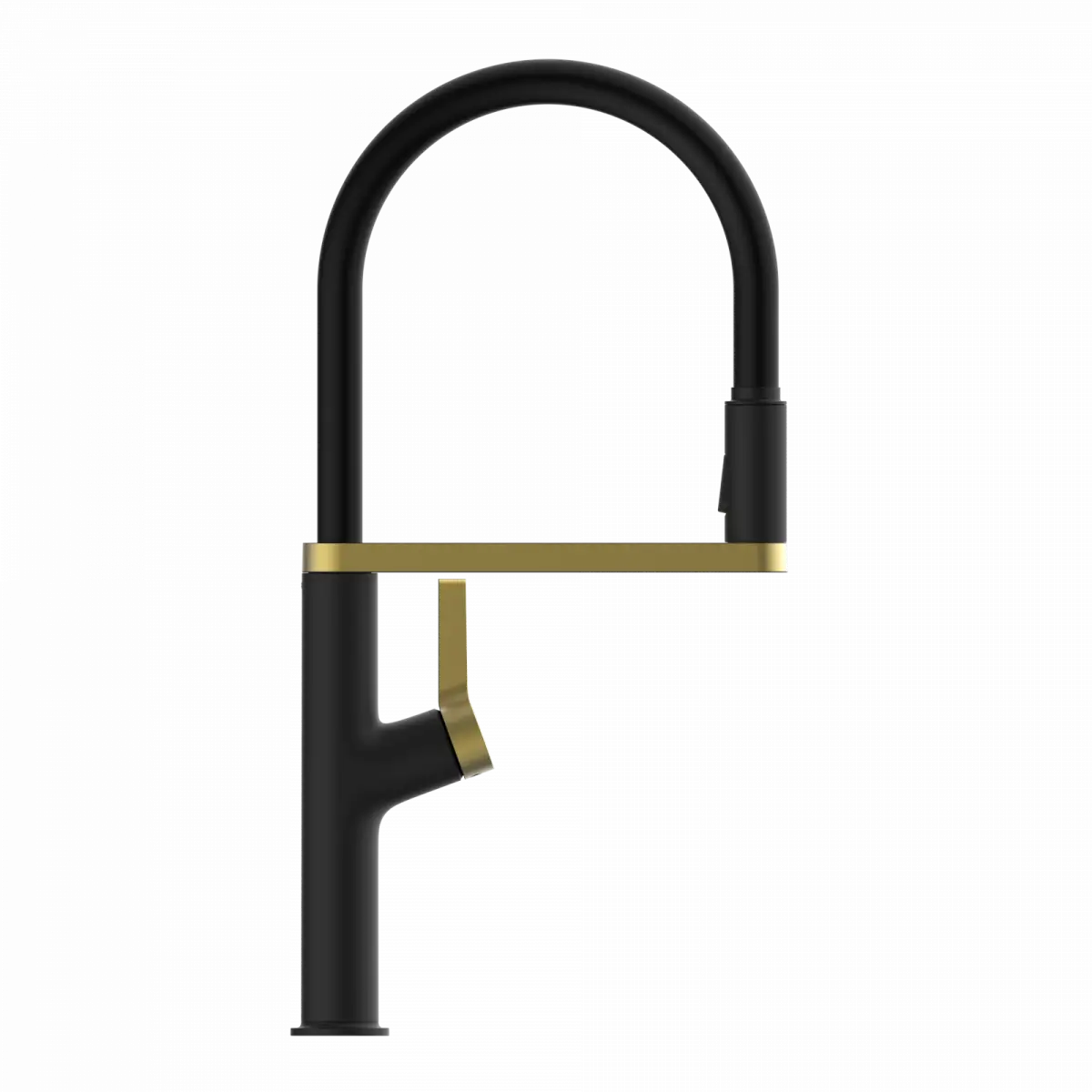 Wasserwerk Single Hole Pull Down Kitchen Faucet | Matte Black & Brushed Gold-DirectSinks