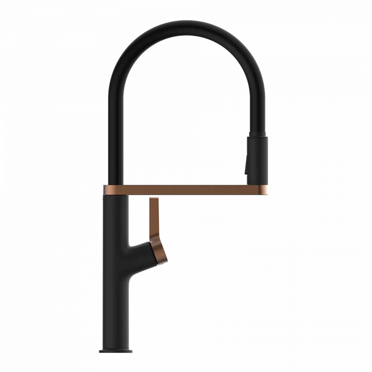 Wasserwerk Single Hole Pull Down Kitchen Faucet | Matte Black & Rose Gold-DirectSinks