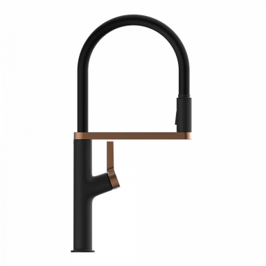 Wasserwerk Single Hole Pull Down Kitchen Faucet | Matte Black & Rose Gold-DirectSinks