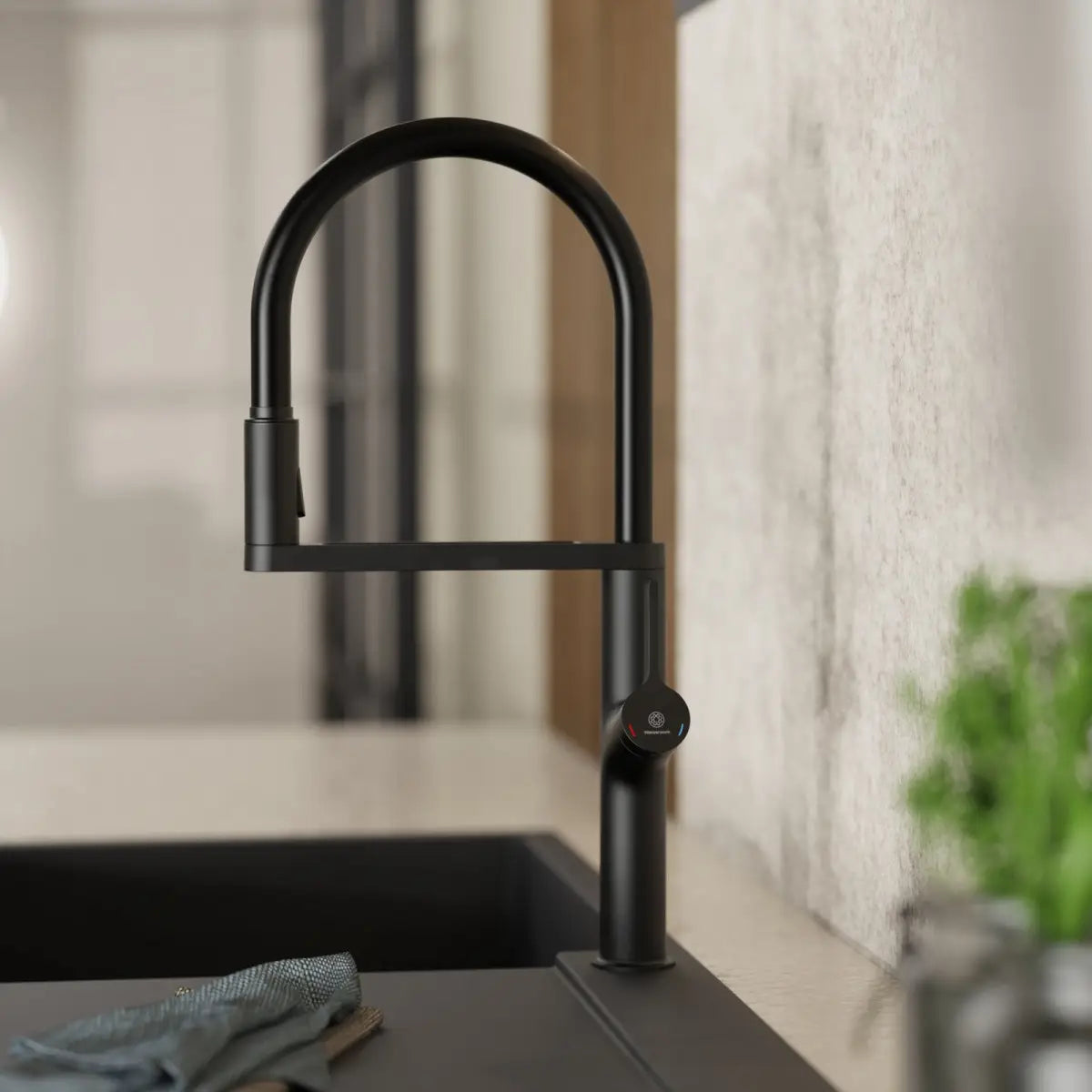 Wasserwerk Single Hole Pull Down Kitchen Faucet in Matte Black-DirectSinks
