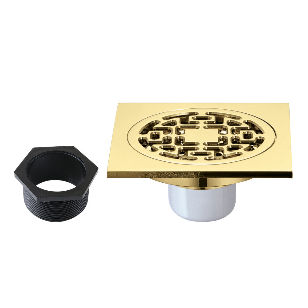 4" Brass Square Grid Shower Drain with Flange-DirectSinks