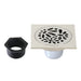 Floral 4" Brass Square Grid Shower Drain with Flange and Hair Trap-DirectSinks