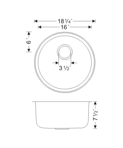 Wells Sinkware 19" Round 18-Gauge Undermount Single Bowl Stainless Steel Kitchen Bar Sink with Grid Rack and Strainer