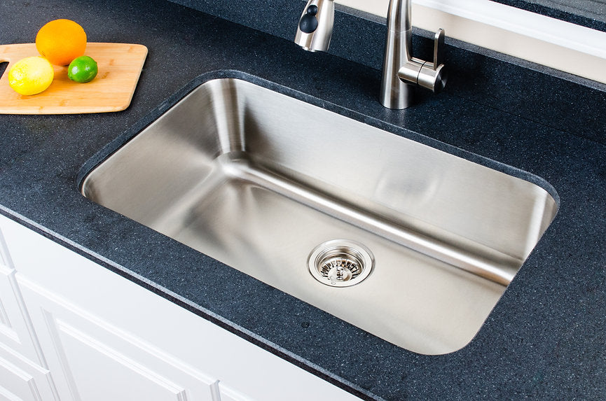 Wells Sinkware 30" 18-Gauge Undermount Single Bowl Stainless Steel Kitchen Sink with Grid Rack and Basket Strainer-DirectSinks