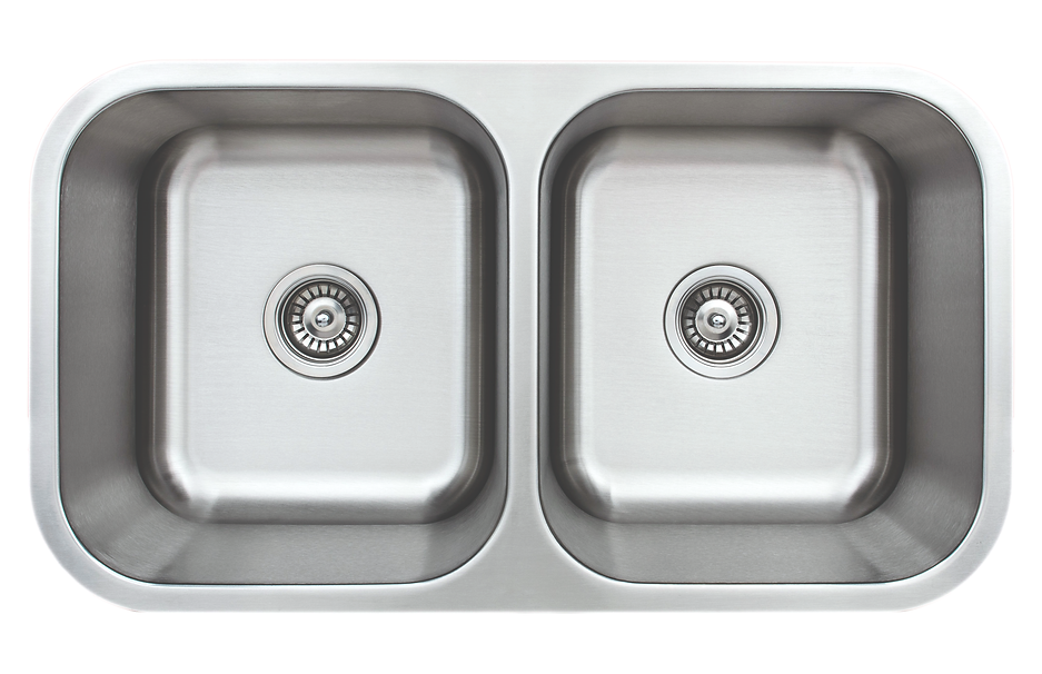 Wells Sinkware 33" 16-Gauge Undermount 50/50 Double Bowl Stainless Steel Kitchen Sink with Grid Rack and Basket Strainer-DirectSinks