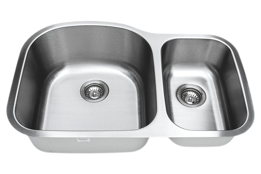 Wells Sinkware 32" Undermount Double Bowl 16 Gauge Stainless Kitchen Sink with Grids & Drains