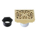 Scroll 4" Brass Square Grid Shower Drain with Flange and Hair Trap-DirectSinks
