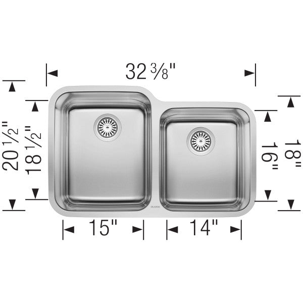 BLANCO Stellar Undermount 60/40 Double Bowl Kitchen Sink