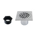 Floral 4" Brass Square Grid Shower Drain with Flange and Hair Trap-DirectSinks