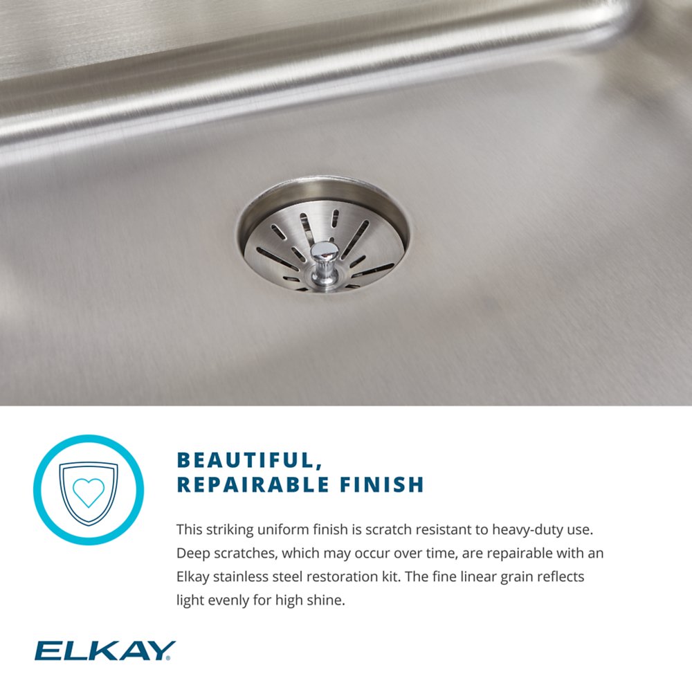 Elkay Lustertone Classic Stainless Steel 31-1/2" x 21-1/8" x 10", Offset 70/30 Double Bowl Undermount Sink