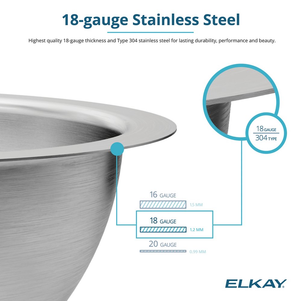 Elkay Asana 14-3/8" x 14-3/8" x 6" Stainless Steel Single Bowl Undermount Bathroom Sink