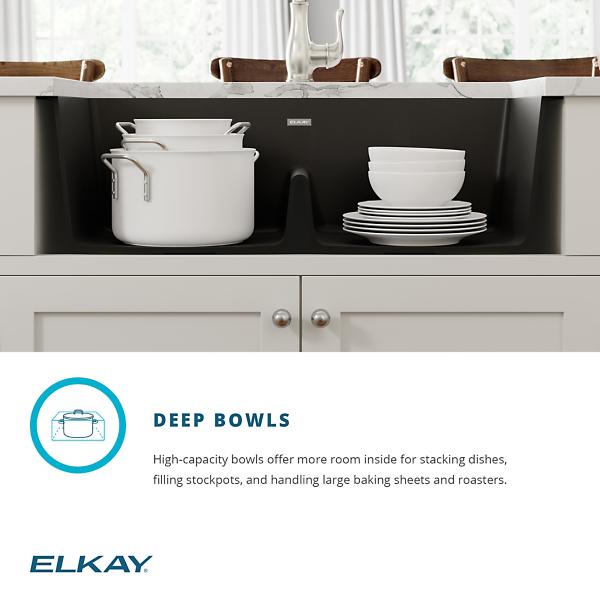 Elkay Quartz Classic 33" x 19" x 10"Equal Double Bowl Undermount Sink with Aqua Divide