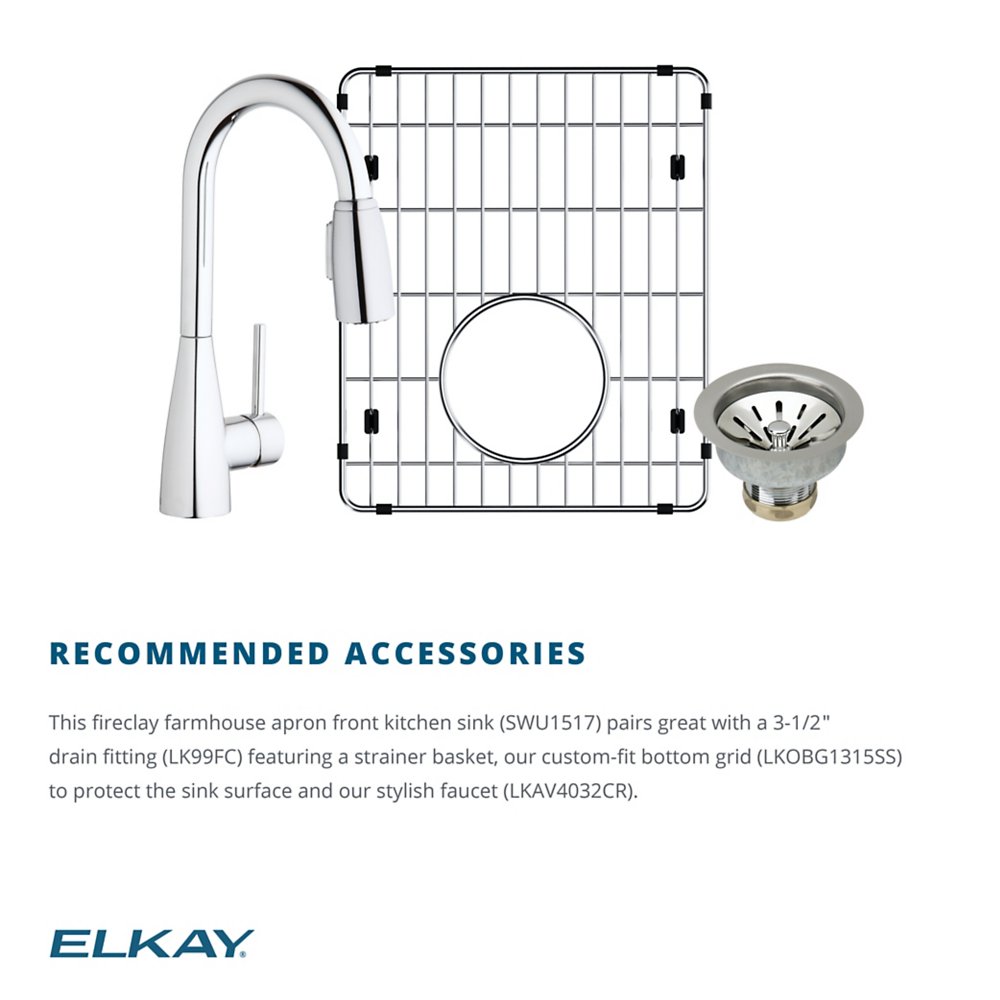 Elkay Fireclay 16-3/8" x 18-7/8" x 10-1/8" Single Bowl Undermount Bar Sink