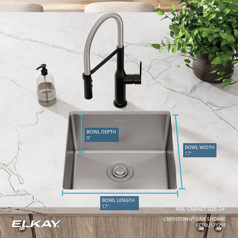 Elkay Crosstown Stainless Steel 18-1/2" Single Bowl Undermount Prep Sink