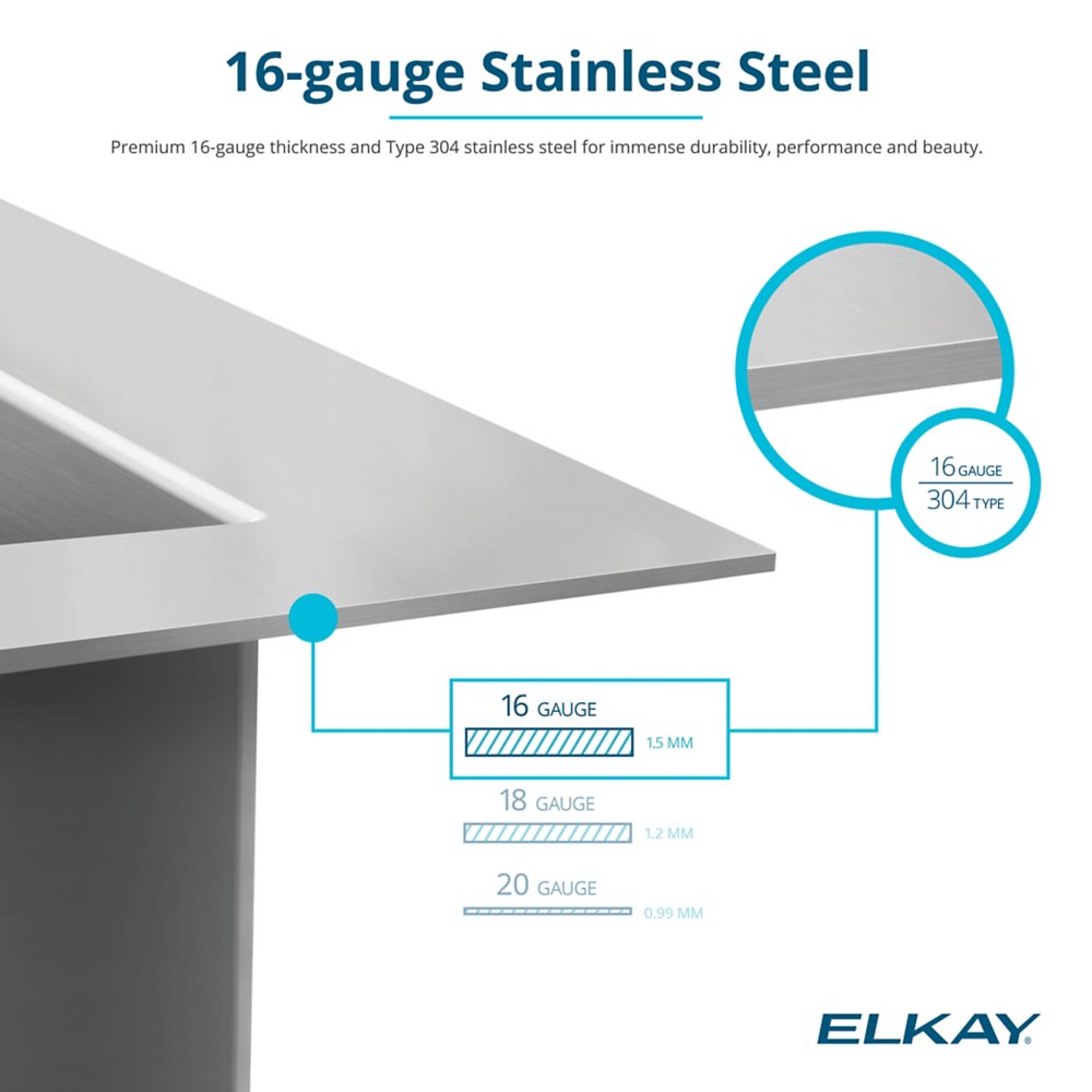 Elkay Crosstown 16 Gauge Stainless Steel 32-1/2" x 18" x 10", Single Bowl Undermount Sink Kit