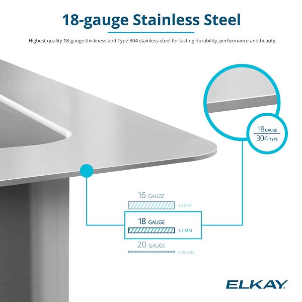 Elkay Crosstown Stainless Steel 18-1/2" Single Bowl Undermount Prep Sink