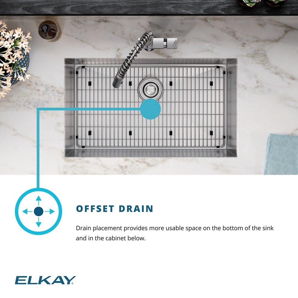 Elkay Crosstown 16 Gauge Stainless Steel, 30-3/4" x 18-1/2" x 10" Equal Double Bowl Undermount Sink Kit