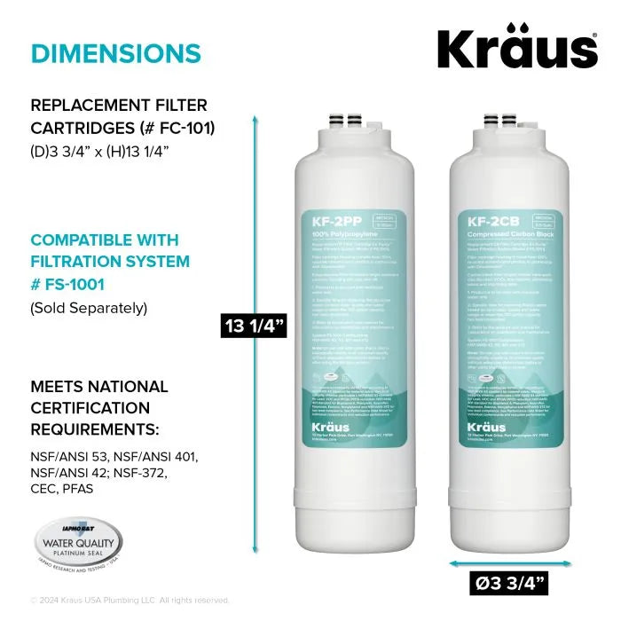 KRAUS 2-Stage Carbon Block Under-Sink Water Filtration System with Digital Display Monitor