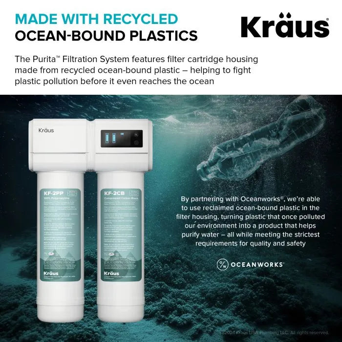 KRAUS 2-Stage Carbon Block Under-Sink Water Filtration System with Digital Display Monitor