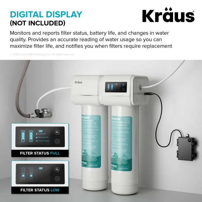 KRAUS 2-Stage Carbon Block Under-Sink Water Filtration System with Digital Display Monitor