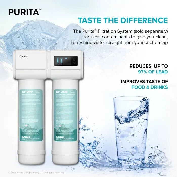 KRAUS 2-Stage Carbon Block Under-Sink Water Filtration System with Digital Display Monitor