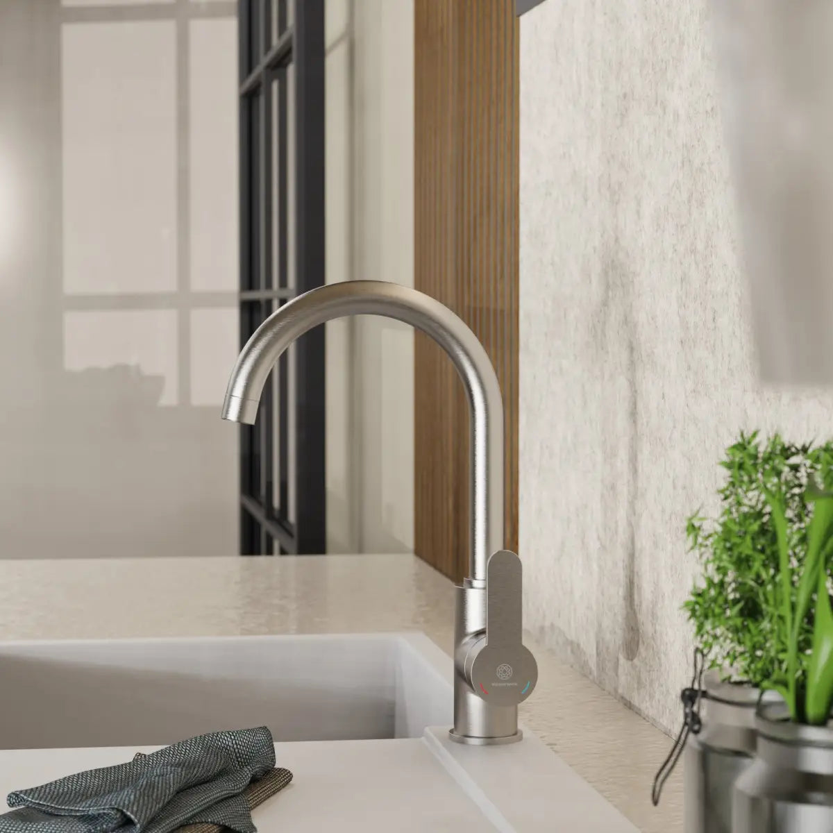 Wasserwerk Curved Bar Faucet in Brushed Nickel
