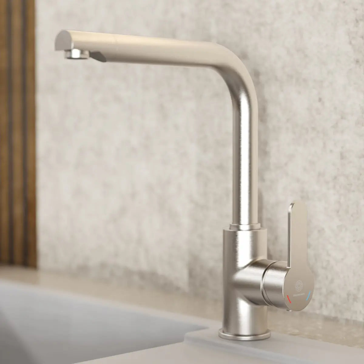 Wasserwerk Felis Single Hole Straight Kitchen Faucet in Brushed Nickel