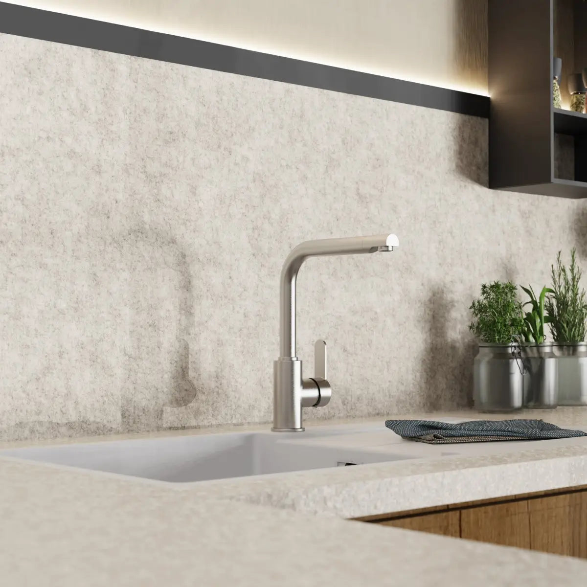 Wasserwerk Felis Single Hole Straight Kitchen Faucet in Brushed Nickel