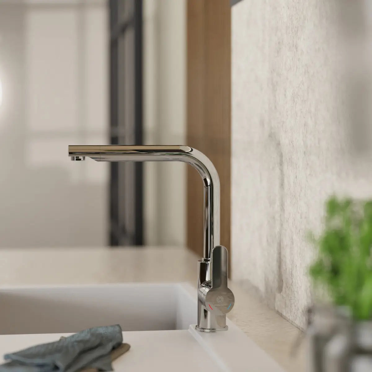 Wasserwerk Felis Single Hole Straight Kitchen Faucet in Chrome