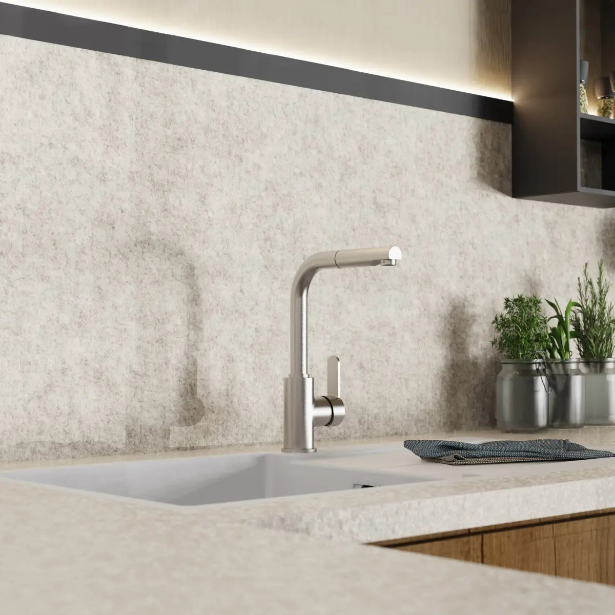 Wasserwerk Kitchen Faucet with Pull-Out Straight Spout in Brushed Nickel