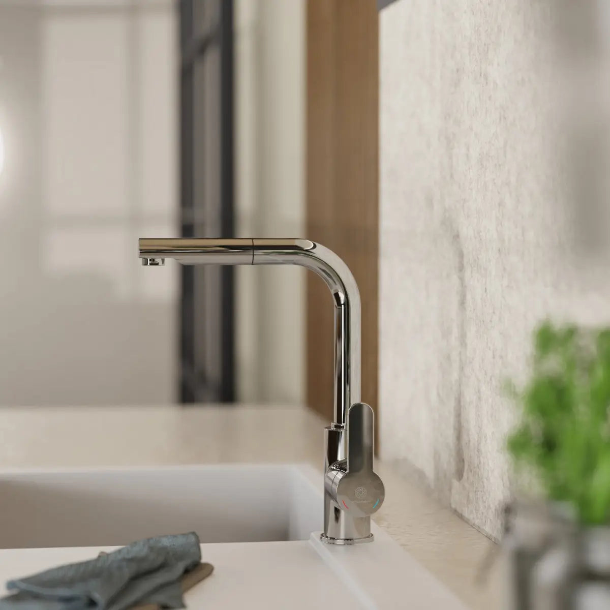 Wasserwerk Kitchen Faucet with Pull-Out Straight Spout in Chrome