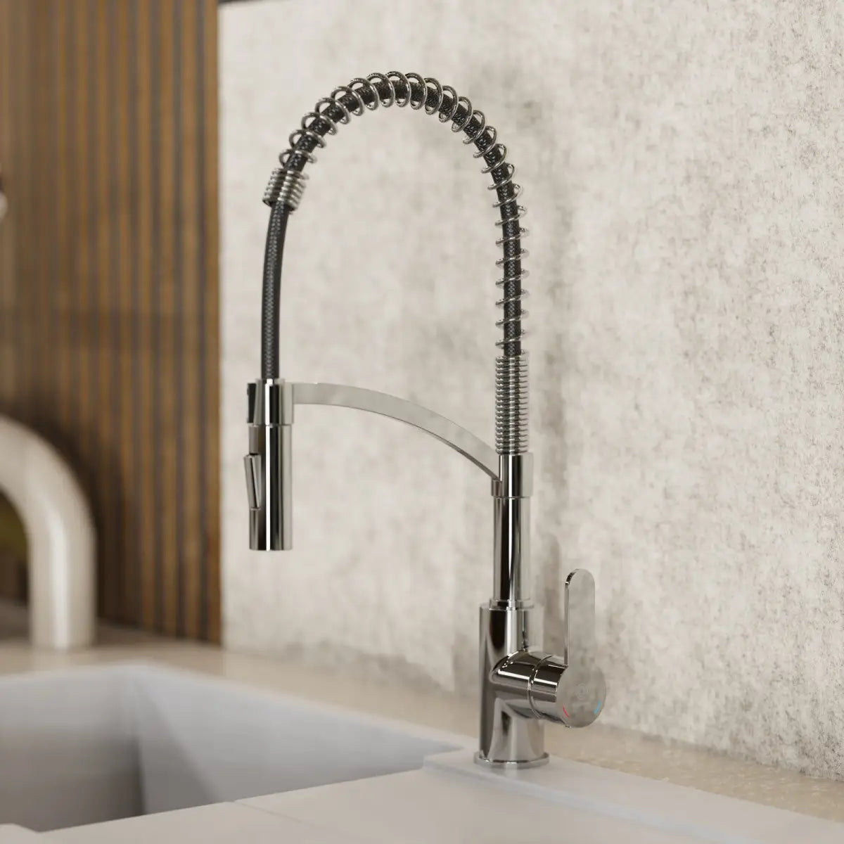 Wasserwerk Single Hole Pull Down Kitchen Faucet in Chrome-DirectSinks
