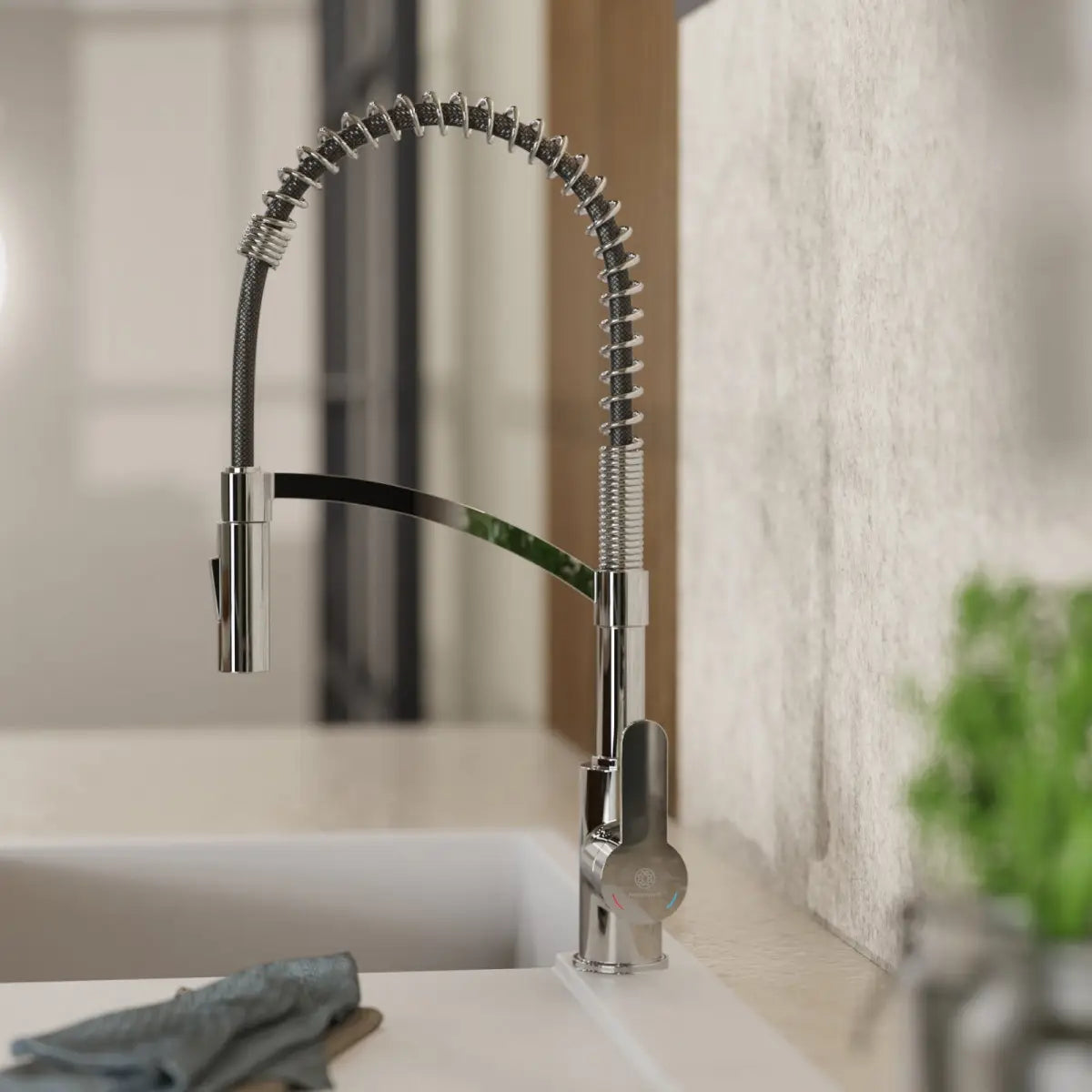 Wasserwerk Single Hole Pull Down Kitchen Faucet in Chrome-DirectSinks