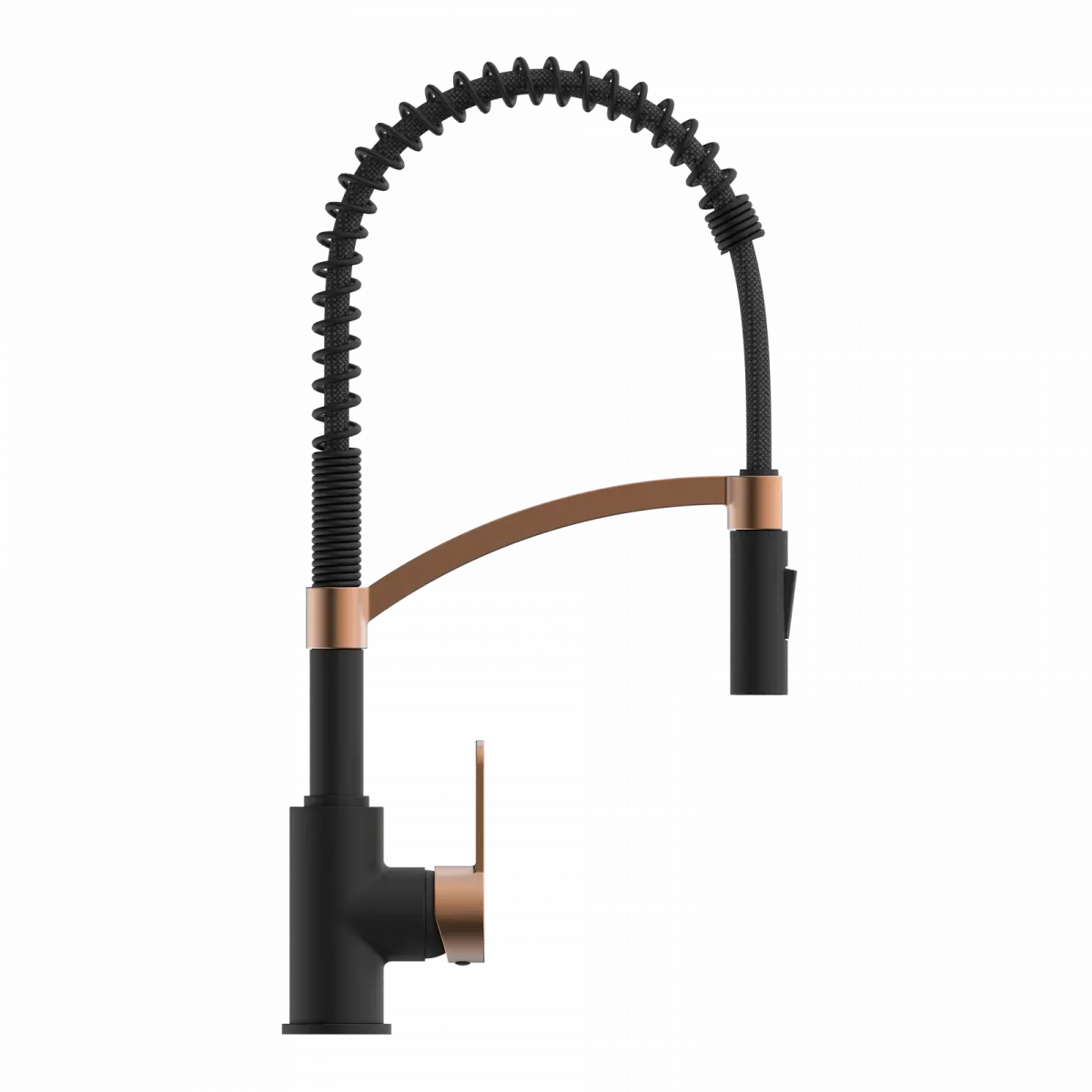 Wasserwerk Single Hole Pull Down Kitchen Faucet | Matte Black & Rose Gold-DirectSinks