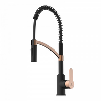 Wasserwerk Single Hole Pull Down Kitchen Faucet | Matte Black & Rose Gold