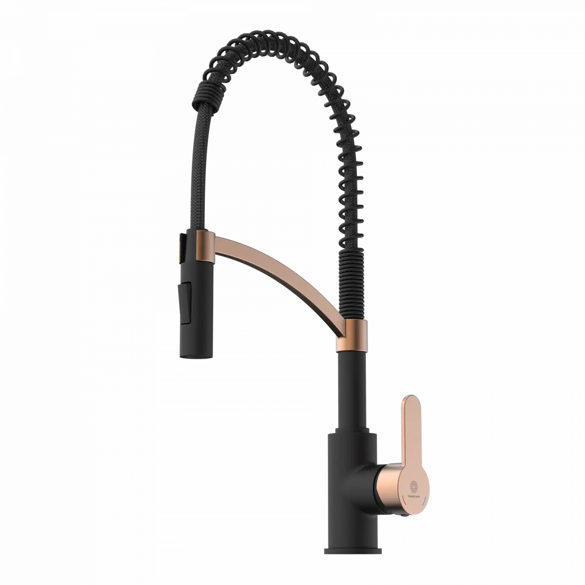 Wasserwerk Single Hole Pull Down Kitchen Faucet | Matte Black & Rose Gold-DirectSinks