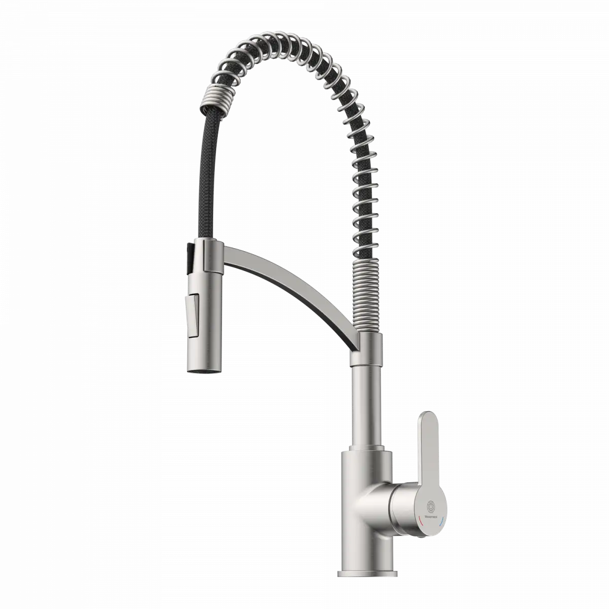 Wasserwerk Single Hole Pull Down Kitchen Faucet in Brushed Nickel-DirectSinks