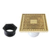 4" Brass Square Grid Shower Drain with Flange and Hair Trap-DirectSinks